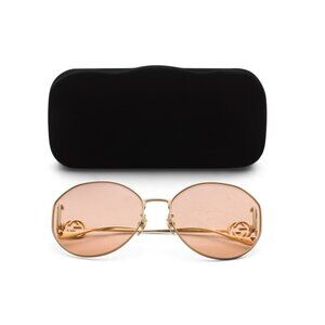 GUCCI Gold/pink 63mm Round Sunglasses